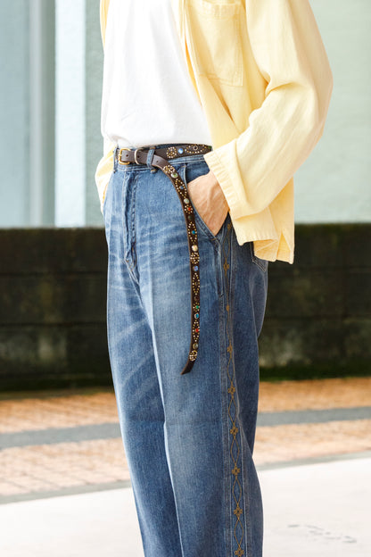 SARTO / EMBROIDERY DENIM PANTS - WASHED INDIGO