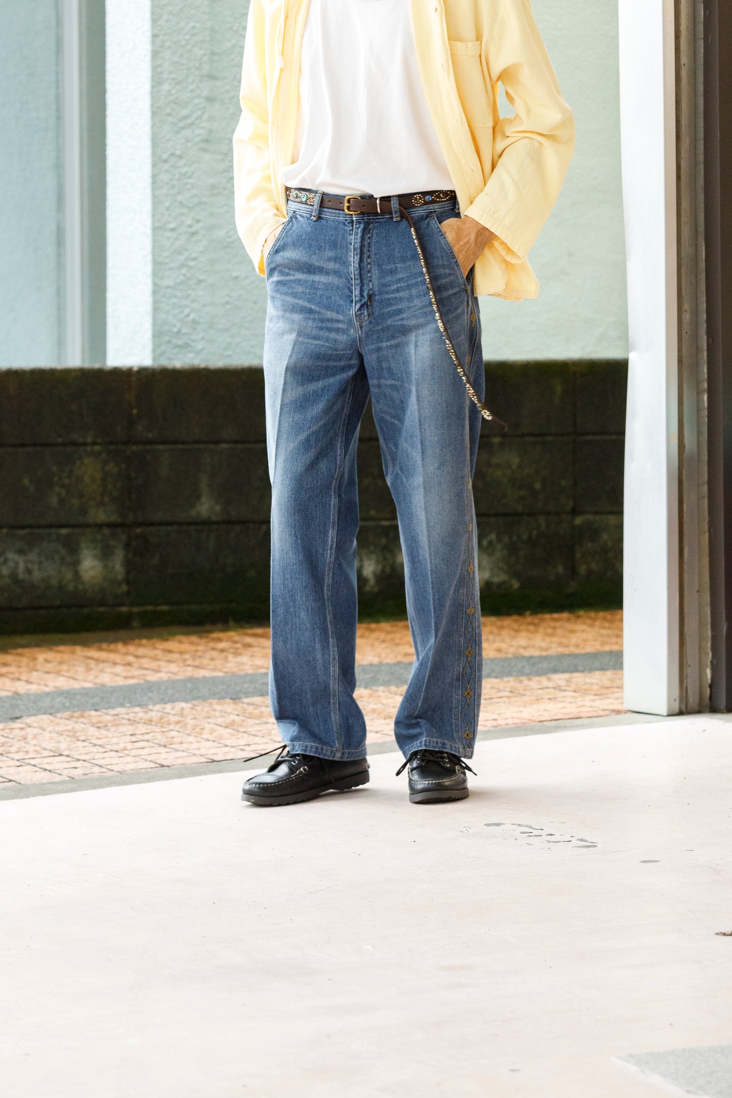 SARTO / EMBROIDERY DENIM PANTS - WASHED INDIGO