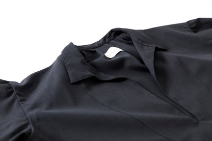 SARTO / 252-18001  TUKED SKIPPER BLOUSE(HIGH TWISTED WOOL) - BLACK