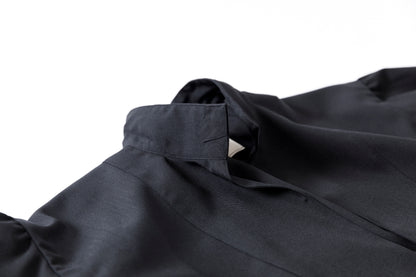 SARTO / 252-18001  TUKED SKIPPER BLOUSE(HIGH TWISTED WOOL) - BLACK