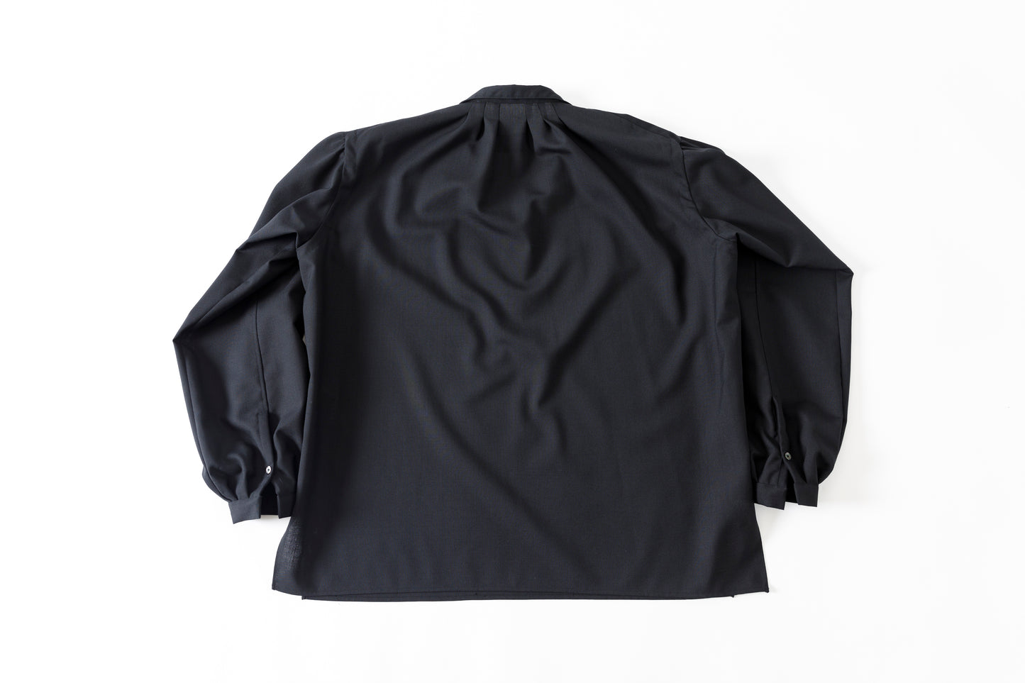SARTO / 252-18001  TUKED SKIPPER BLOUSE(HIGH TWISTED WOOL) - BLACK