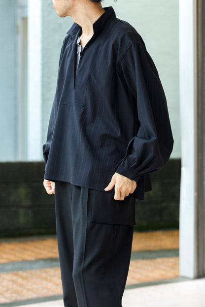 SARTO / 242-13001  SKIPPER PULL OVER(HARD TWISTED WOOL) - NAVY CHALK STRIPE