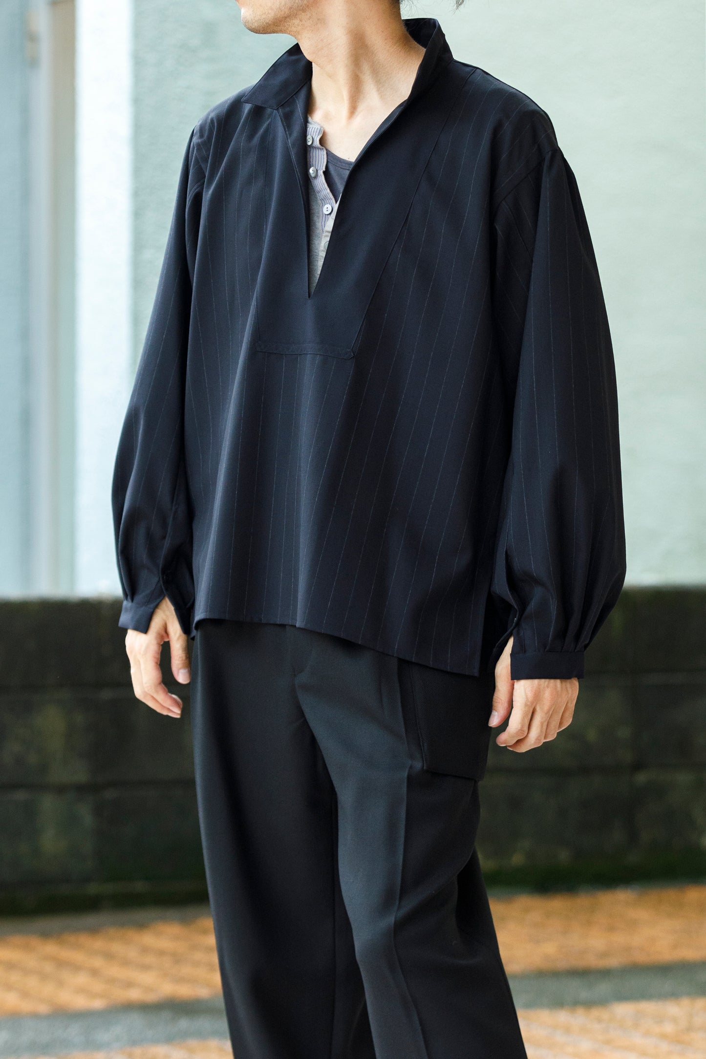 SARTO / 242-13001  SKIPPER PULL OVER(HARD TWISTED WOOL) - NAVY CHALK STRIPE