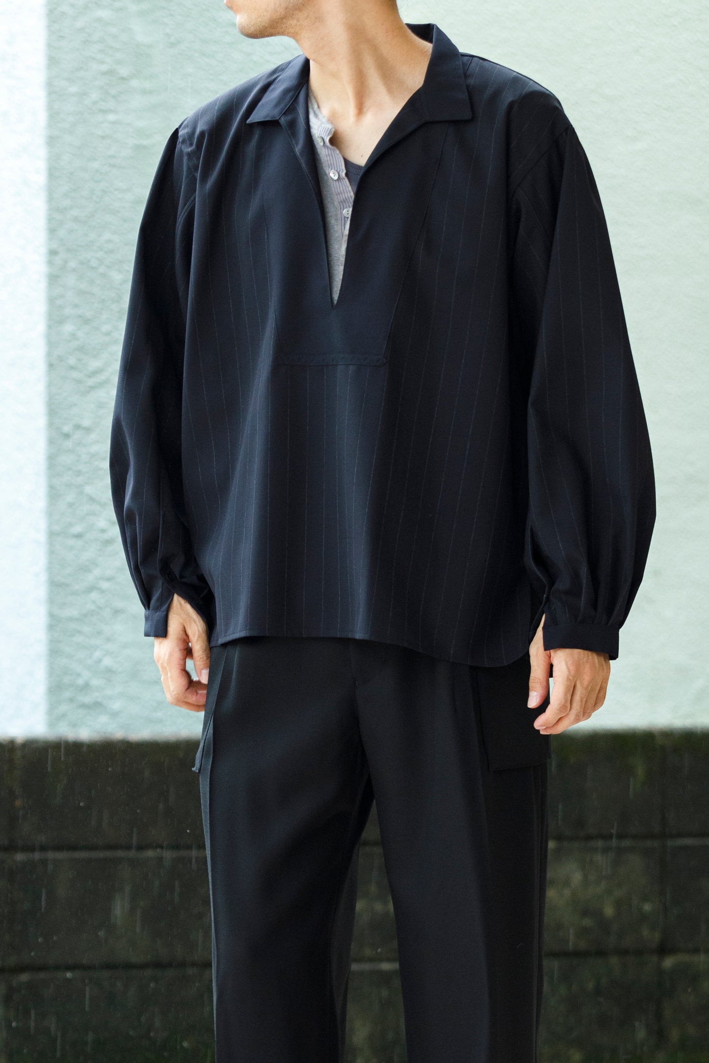 SARTO / 242-13001  SKIPPER PULL OVER(HARD TWISTED WOOL) - NAVY CHALK STRIPE