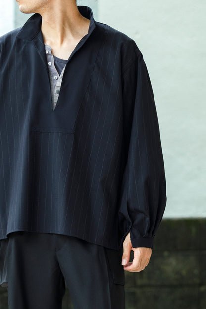 SARTO / 242-13001  SKIPPER PULL OVER(HARD TWISTED WOOL) - NAVY CHALK STRIPE