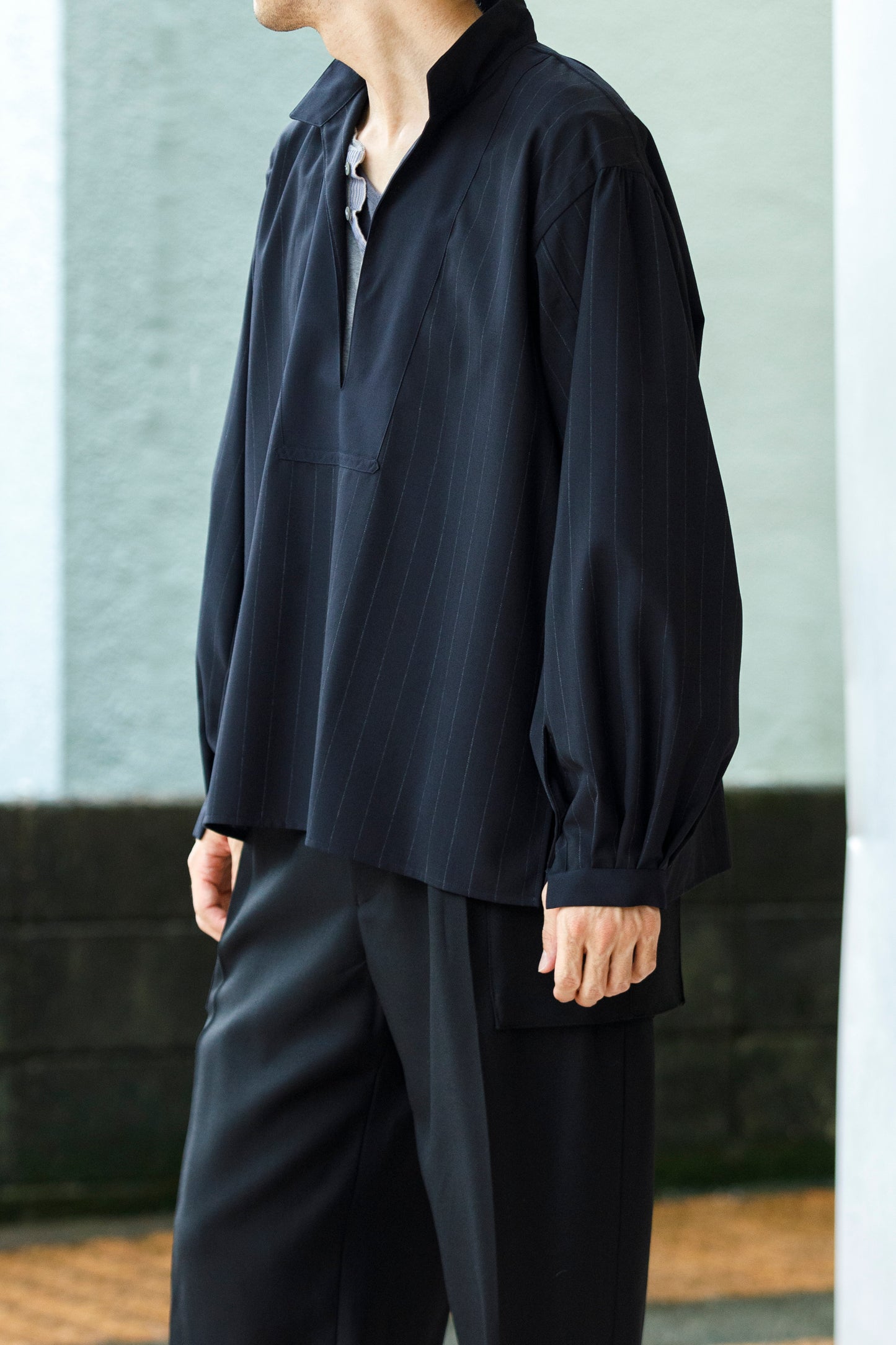 SARTO / 242-13001  SKIPPER PULL OVER(HARD TWISTED WOOL) - NAVY CHALK STRIPE