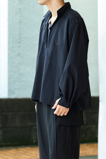 SARTO / 242-13001  SKIPPER PULL OVER(HARD TWISTED WOOL) - NAVY CHALK STRIPE