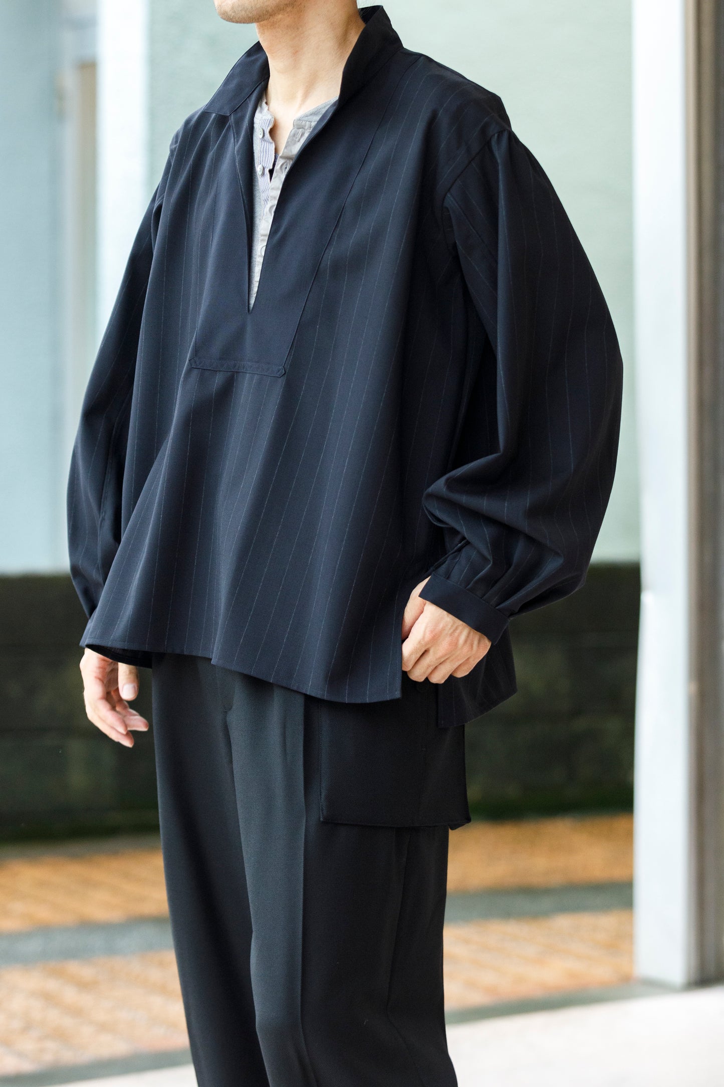SARTO / 242-13001  SKIPPER PULL OVER(HARD TWISTED WOOL) - NAVY CHALK STRIPE