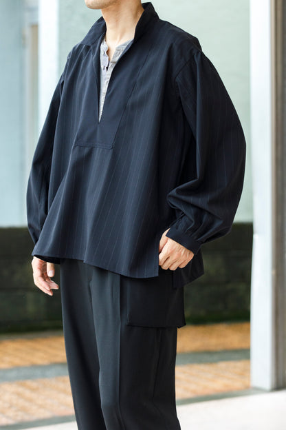 SARTO / 242-13001  SKIPPER PULL OVER(HARD TWISTED WOOL) - NAVY CHALK STRIPE