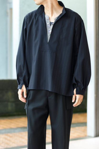 SARTO / 242-13001  SKIPPER PULL OVER(HARD TWISTED WOOL) - NAVY CHALK STRIPE