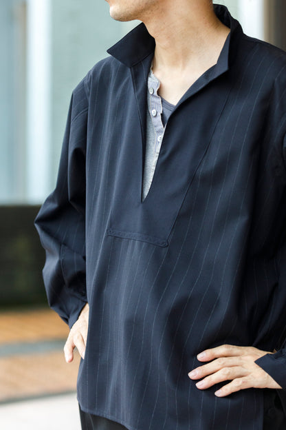 SARTO / 242-13001  SKIPPER PULL OVER(HARD TWISTED WOOL) - NAVY CHALK STRIPE