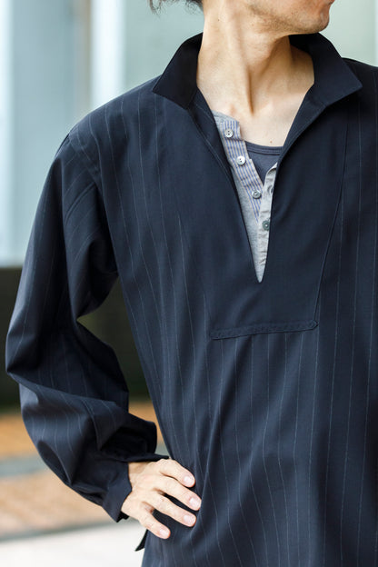 SARTO / 242-13001  SKIPPER PULL OVER(HARD TWISTED WOOL) - NAVY CHALK STRIPE