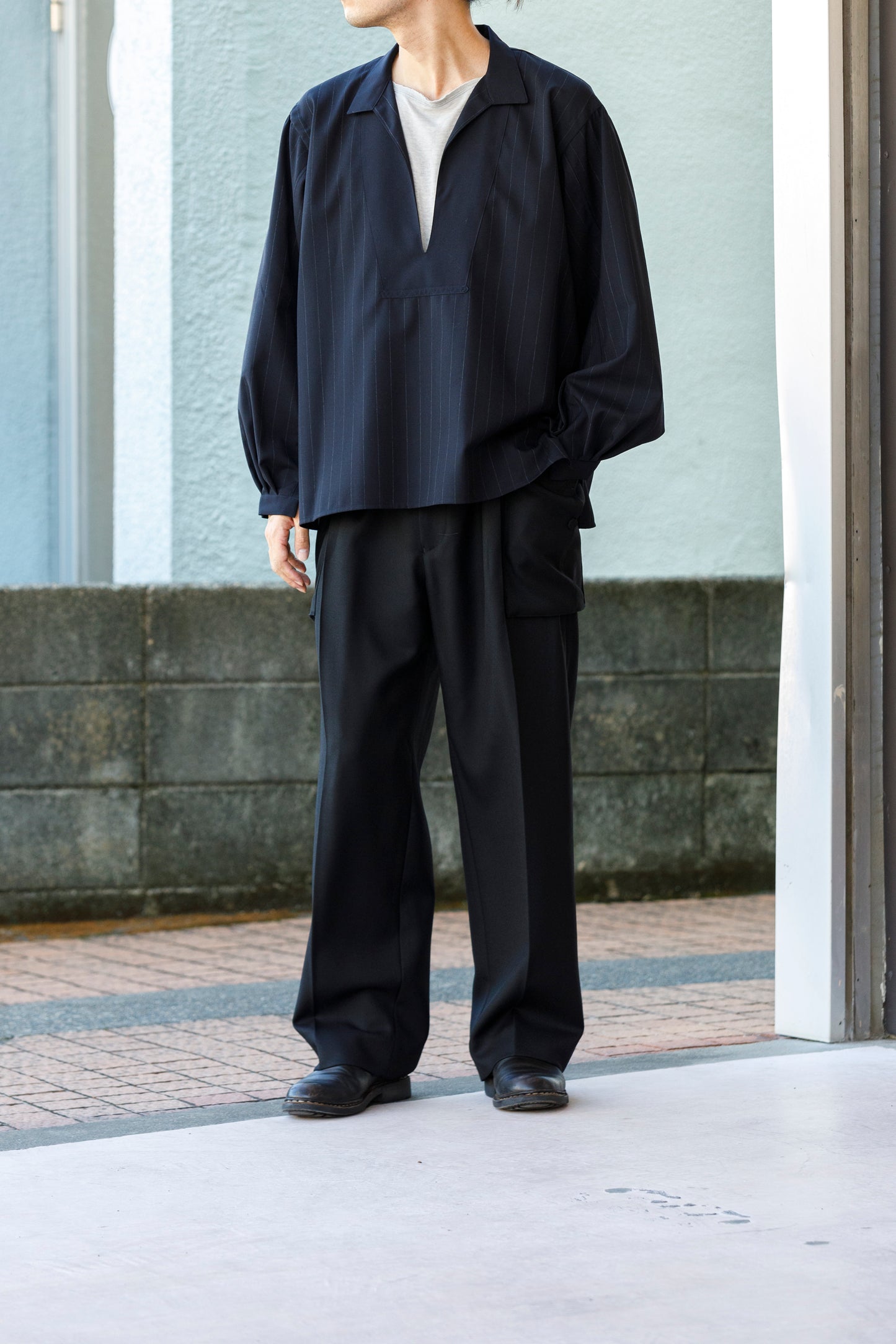 SARTO / 242-13001  SKIPPER PULL OVER(HARD TWISTED WOOL) - NAVY CHALK STRIPE