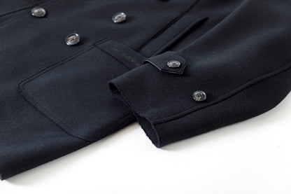 SARTO / 242-06001 HEAVY WOOL CASHMERE MELTON P-COAT - BLACK