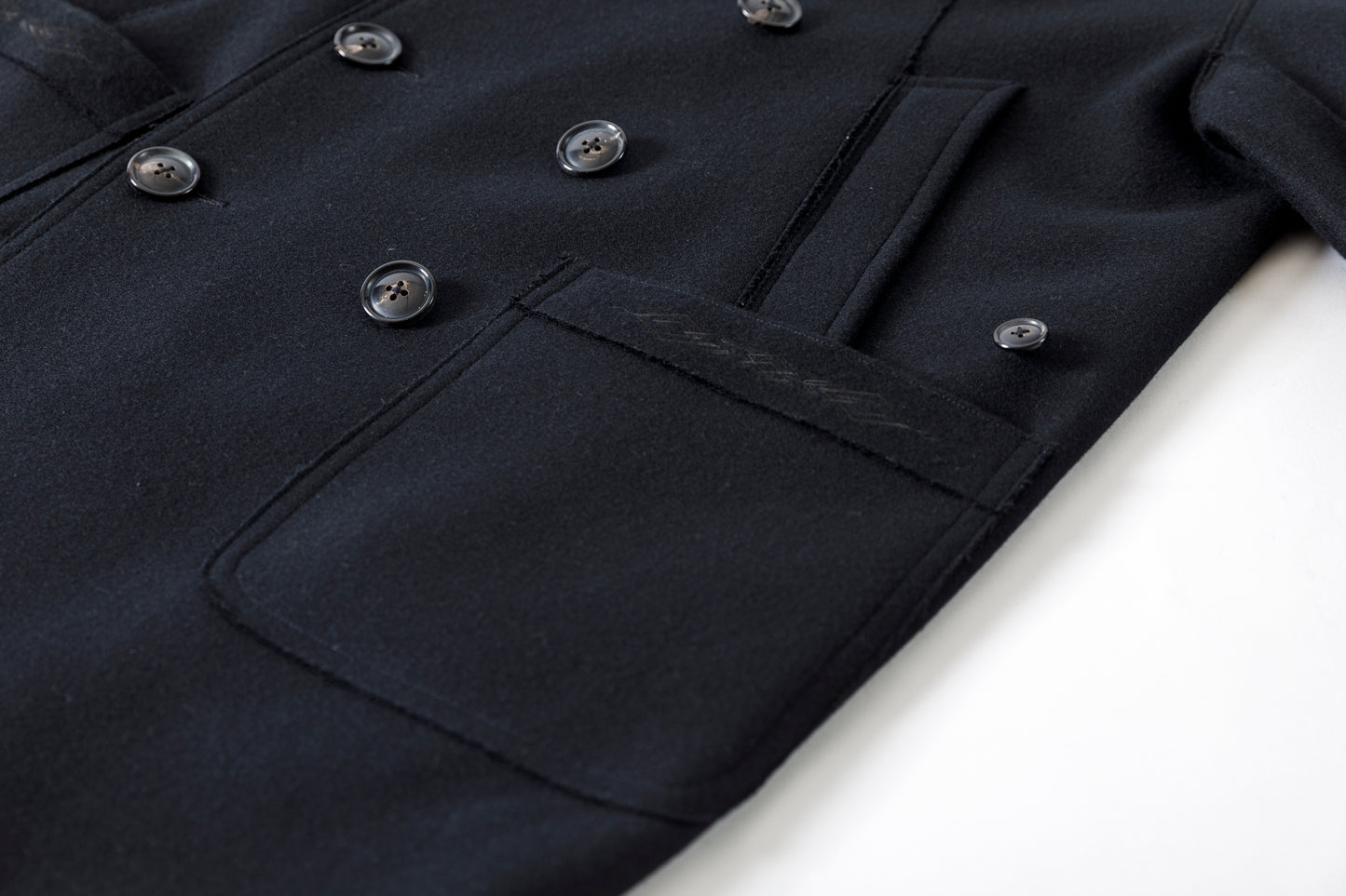 SARTO / 242-06001 HEAVY WOOL CASHMERE MELTON P-COAT - BLACK