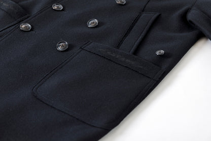 SARTO / 242-06001 HEAVY WOOL CASHMERE MELTON P-COAT - BLACK