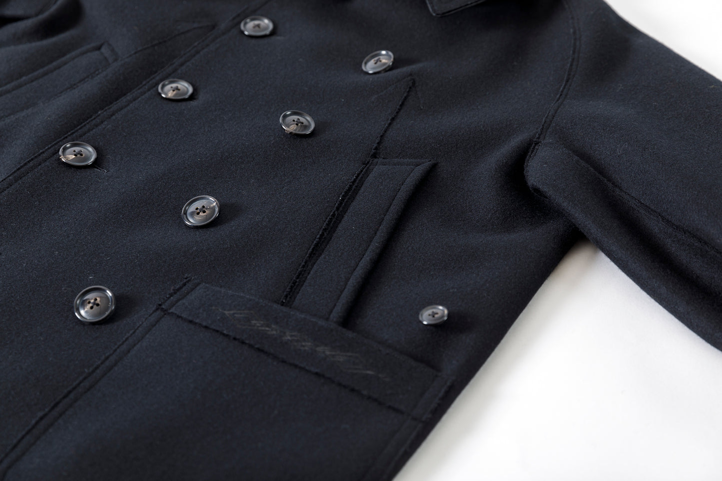 SARTO / 242-06001 HEAVY WOOL CASHMERE MELTON P-COAT - BLACK