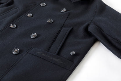 SARTO / 242-06001 HEAVY WOOL CASHMERE MELTON P-COAT - BLACK