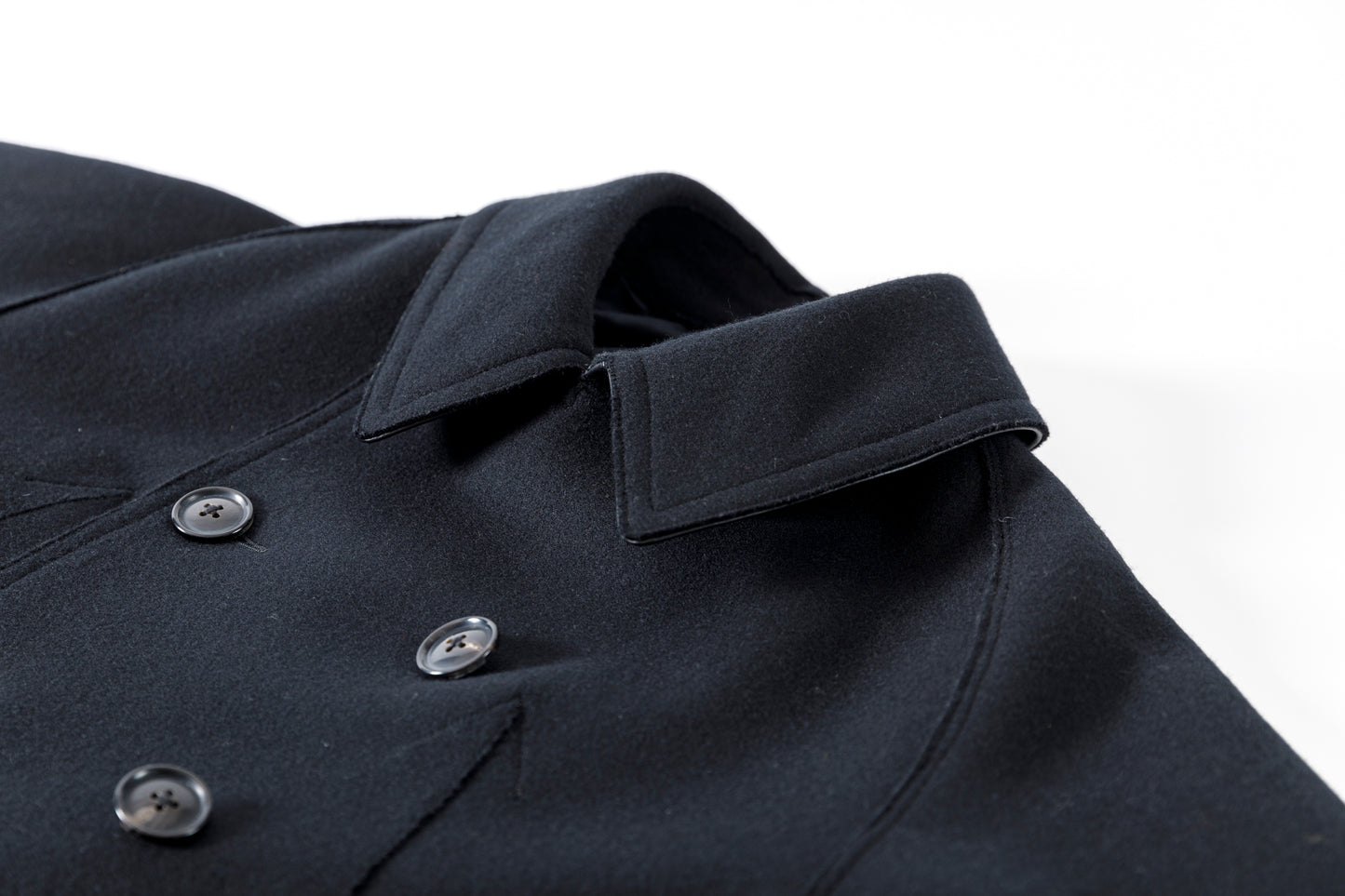 SARTO / 242-06001 HEAVY WOOL CASHMERE MELTON P-COAT - BLACK