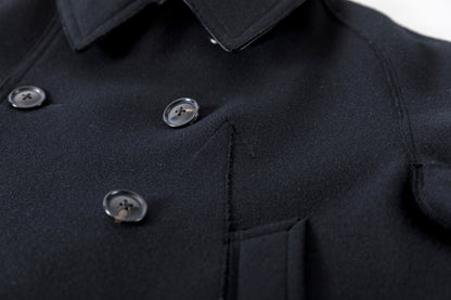 SARTO / 242-06001 HEAVY WOOL CASHMERE MELTON P-COAT - BLACK
