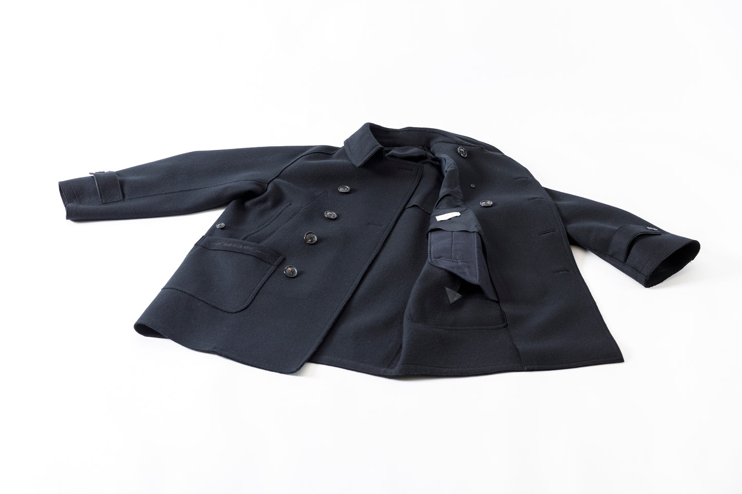 SARTO / 242-06001 HEAVY WOOL CASHMERE MELTON P-COAT - BLACK