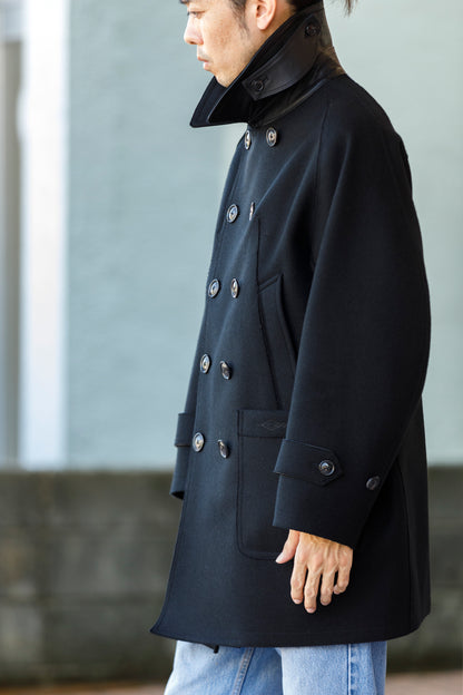 SARTO / 242-06001 HEAVY WOOL CASHMERE MELTON P-COAT - BLACK