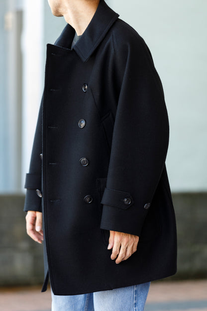 SARTO / 242-06001 HEAVY WOOL CASHMERE MELTON P-COAT - BLACK