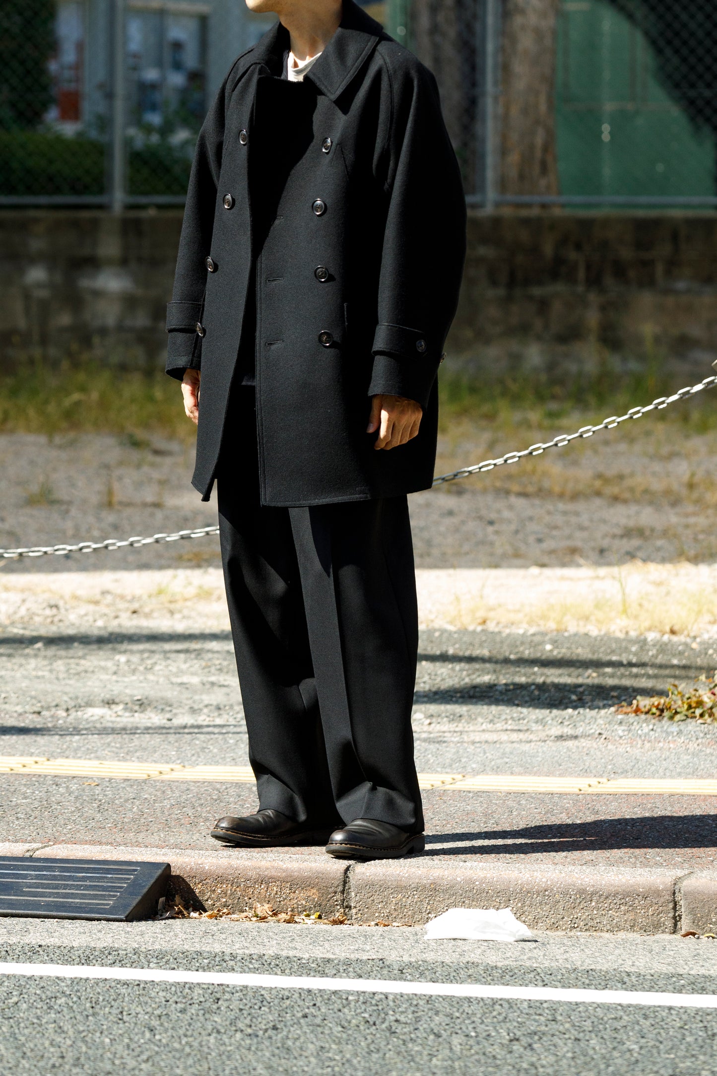 SARTO / 242-06001 HEAVY WOOL CASHMERE MELTON P-COAT - BLACK
