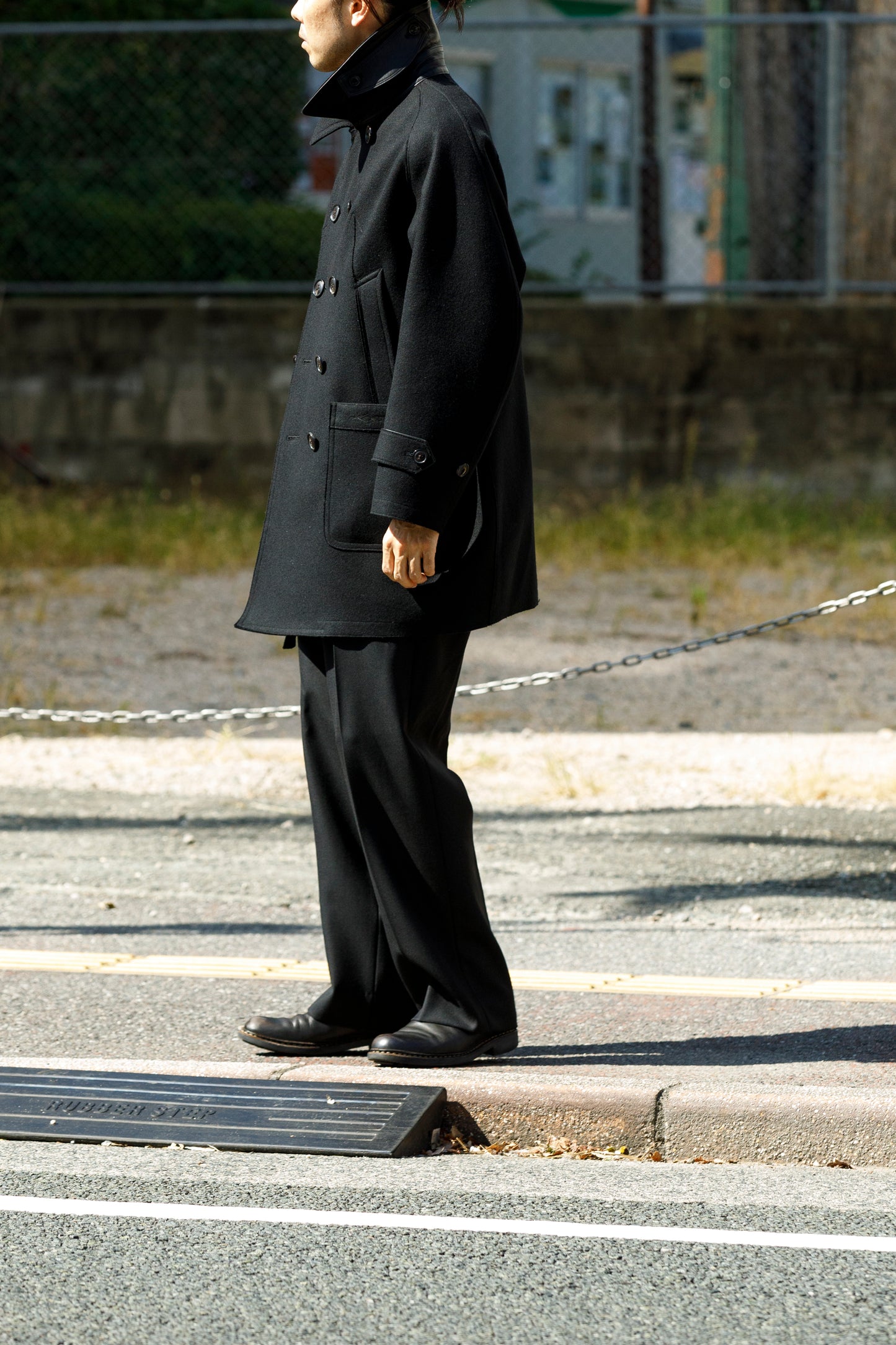 SARTO / 242-06001 HEAVY WOOL CASHMERE MELTON P-COAT - BLACK
