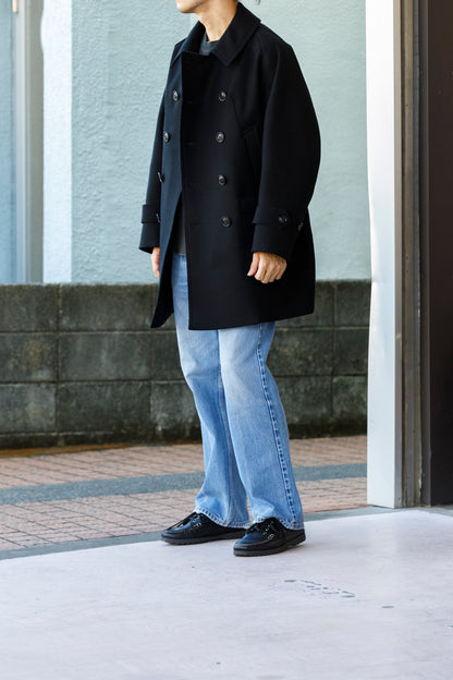 SARTO / 242-06001 HEAVY WOOL CASHMERE MELTON P-COAT - BLACK