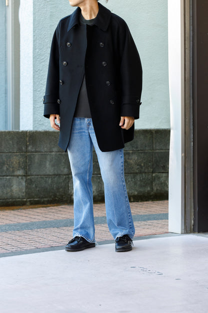 SARTO / 242-06001 HEAVY WOOL CASHMERE MELTON P-COAT - BLACK