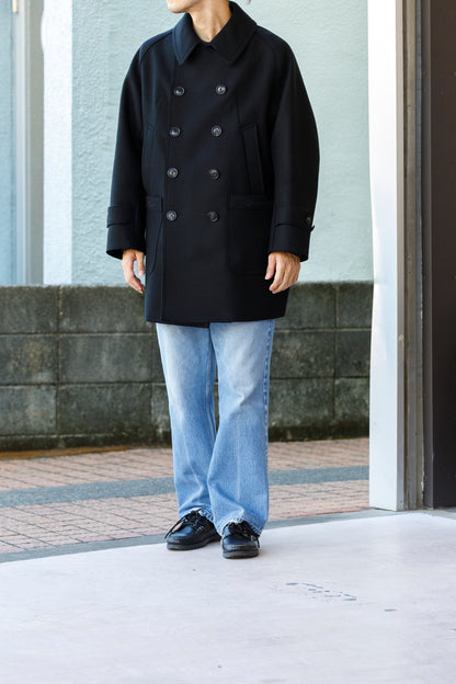 SARTO / 242-06001 HEAVY WOOL CASHMERE MELTON P-COAT - BLACK