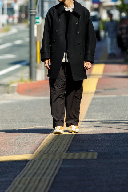 SARTO / 242-06001 HEAVY WOOL CASHMERE MELTON P-COAT - BLACK