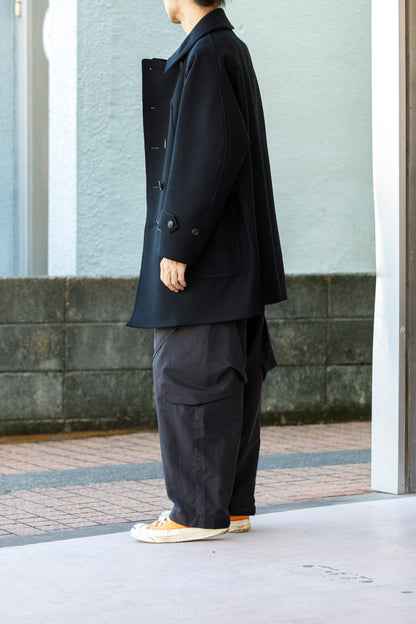 SARTO / 242-06001 HEAVY WOOL CASHMERE MELTON P-COAT - BLACK