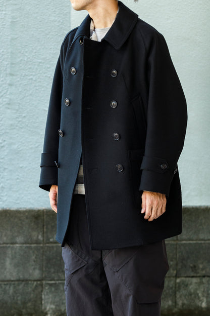 SARTO / 242-06001 HEAVY WOOL CASHMERE MELTON P-COAT - BLACK