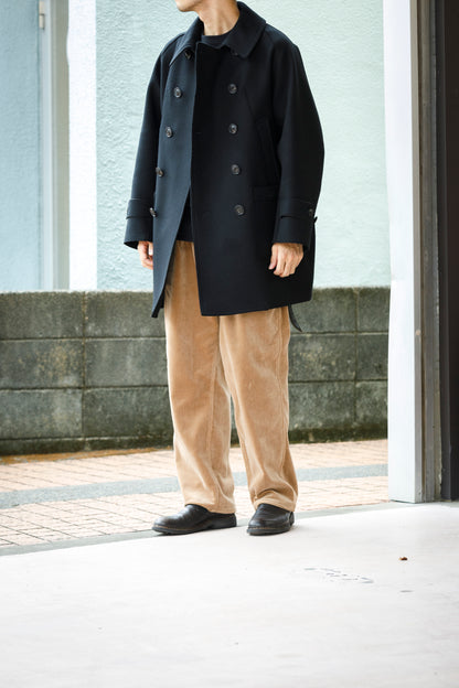 SARTO / 242-06001 HEAVY WOOL CASHMERE MELTON P-COAT - BLACK