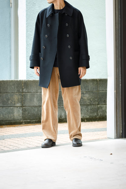 SARTO / 242-06001 HEAVY WOOL CASHMERE MELTON P-COAT - BLACK