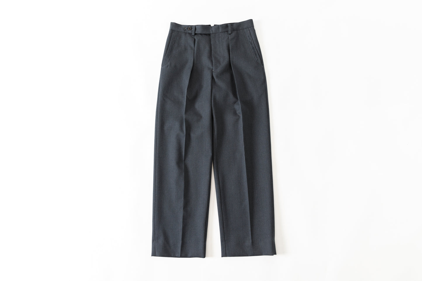 SARTO / 252-11001 TUCKER EMBROIDERY SLACKS(HIGH TWIST WOOL GABADINE) - CHACOAL