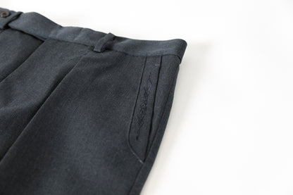SARTO / 252-11001 TUCKER EMBROIDERY SLACKS(HIGH TWIST WOOL GABADINE) - CHACOAL