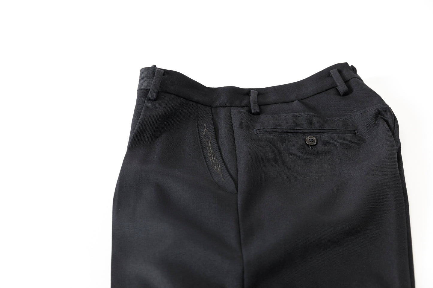 SARTO / 252-11001 TUCKER EMBROIDERY SLACKS(HIGH TWIST WOOL GABADINE) - BLACK