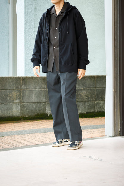 SARTO / 252-11001 TUCKER EMBROIDERY SLACKS(HIGH TWIST WOOL GABADINE) - CHACOAL