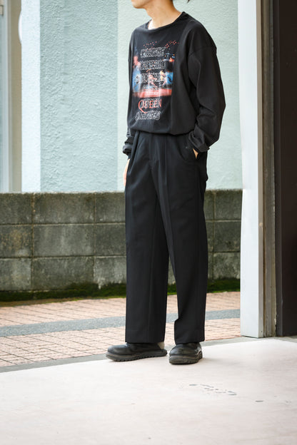 SARTO / 252-11001 TUCKER EMBROIDERY SLACKS(HIGH TWIST WOOL GABADINE) - BLACK