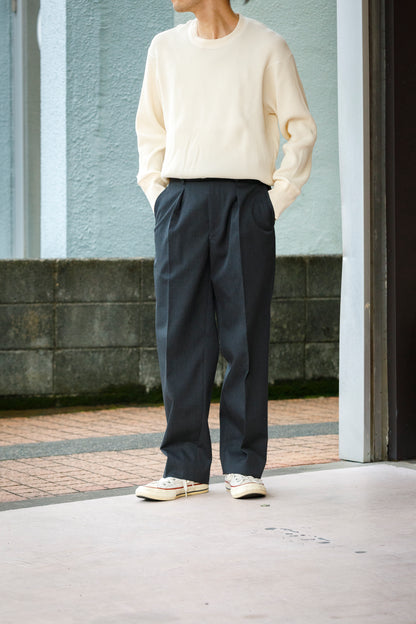 SARTO / 252-11001 TUCKER EMBROIDERY SLACKS(HIGH TWIST WOOL GABADINE) - CHACOAL