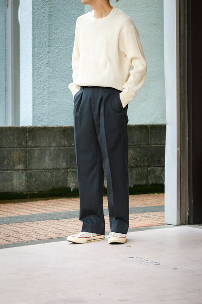 SARTO / 252-11001 TUCKER EMBROIDERY SLACKS(HIGH TWIST WOOL GABADINE) - CHACOAL