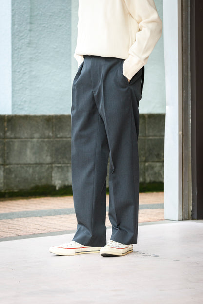 SARTO / 252-11001 TUCKER EMBROIDERY SLACKS(HIGH TWIST WOOL GABADINE) - CHACOAL