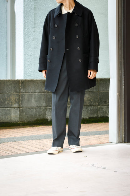 SARTO / 252-11001 TUCKER EMBROIDERY SLACKS(HIGH TWIST WOOL GABADINE) - CHACOAL
