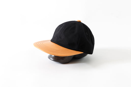 THE FACTORY MADE / LEATHER BICOLOR CAP - BLACK【FM934】