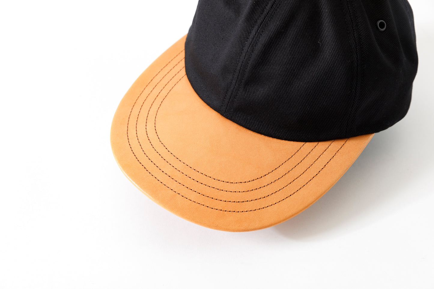 THE FACTORY MADE / LEATHER BICOLOR CAP - BLACK【FM934】