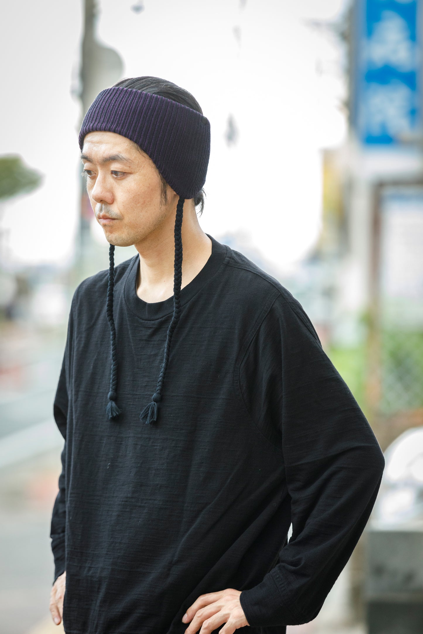 THE FACTORY MADE / EARFLAP KNIT HAIR BAND - BLACK,CHACOAL GRAY【FM966】
