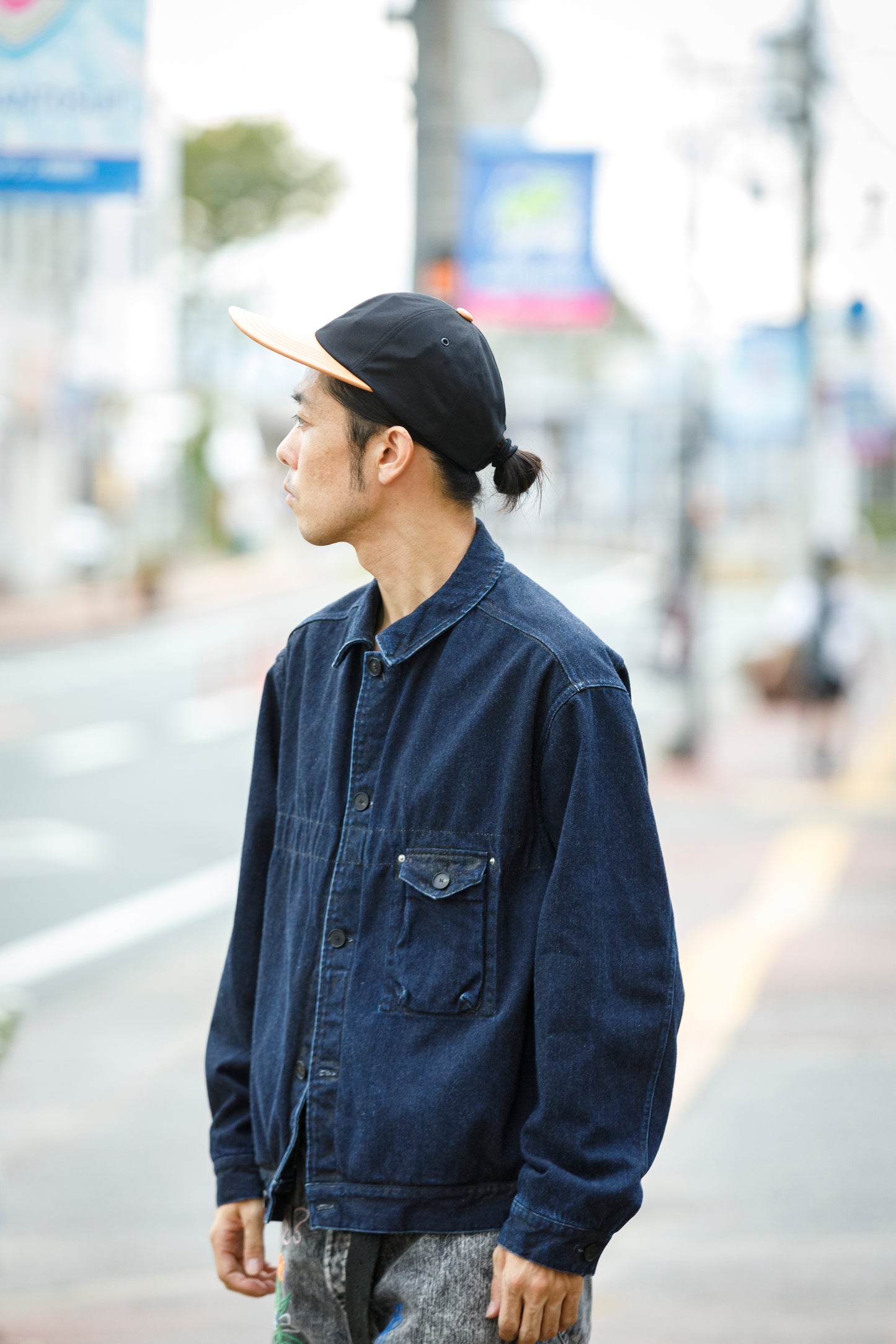 THE FACTORY MADE / LEATHER BICOLOR CAP - BLACK【FM934】